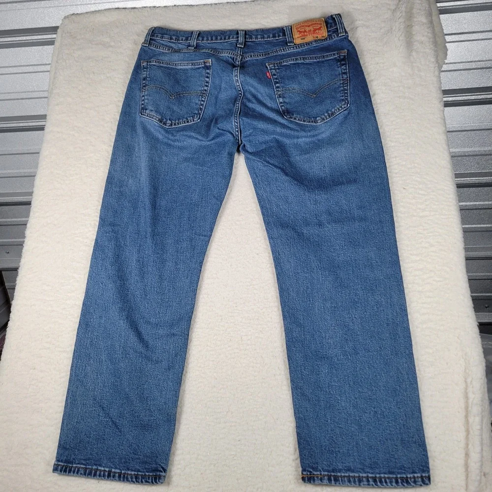 Levi's 505 Regular Fit Jeans Mens 38x30 Blue Straight Leg Medium Wash Denim